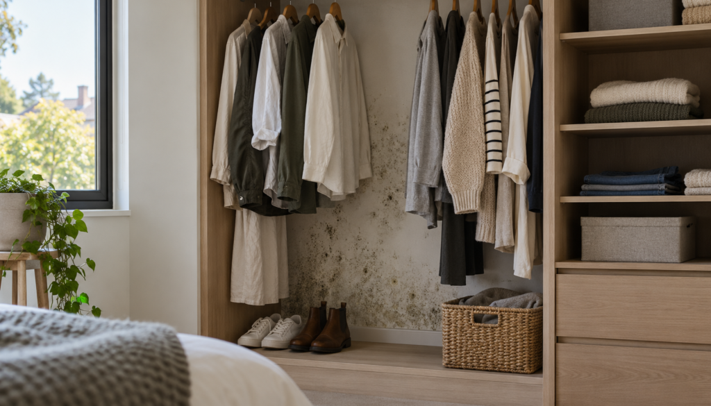 Subtle damp spots in a Melbourne wardrobe-1